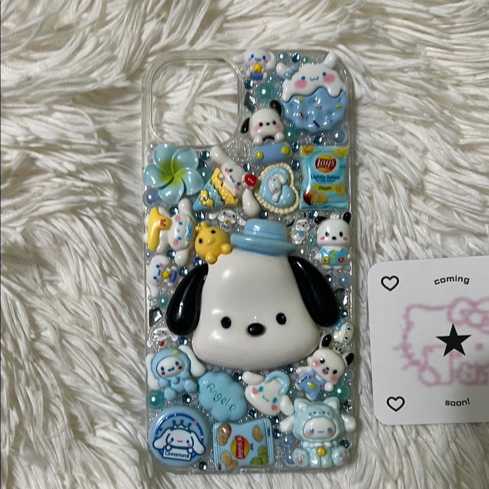 Handmade iPhone 14 Plus Junk Case Pochacco Cinnamoroll Kawaii Coquette Y2K